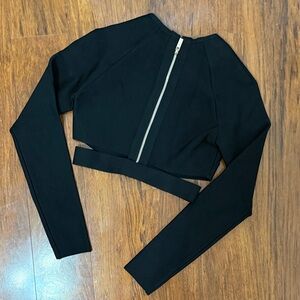 House of CB Black Long Sleeve Crop Top